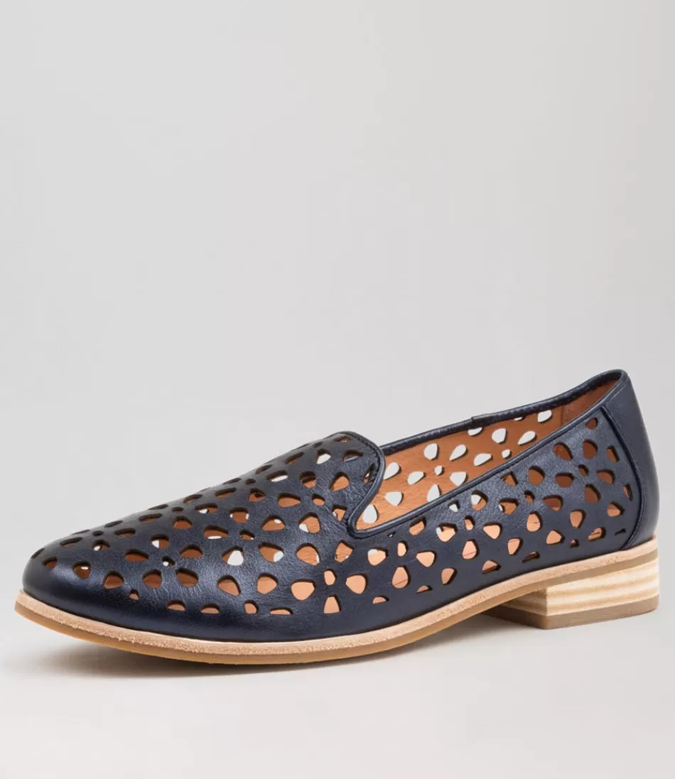 Women MOLLINI Loafers<Quuets Navy Metallic Leather Loafers