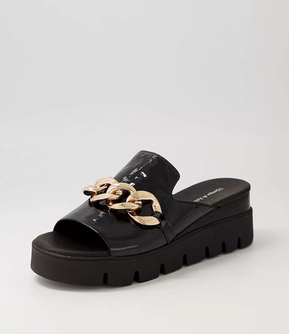 Women DJANGO & JULIETTE Wedges<Rablise Black Patent Sole Slides
