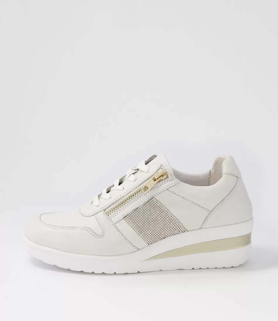 Women SUPERSOFT Comfort<Reehale White Silver Leather Jewels Sneakers