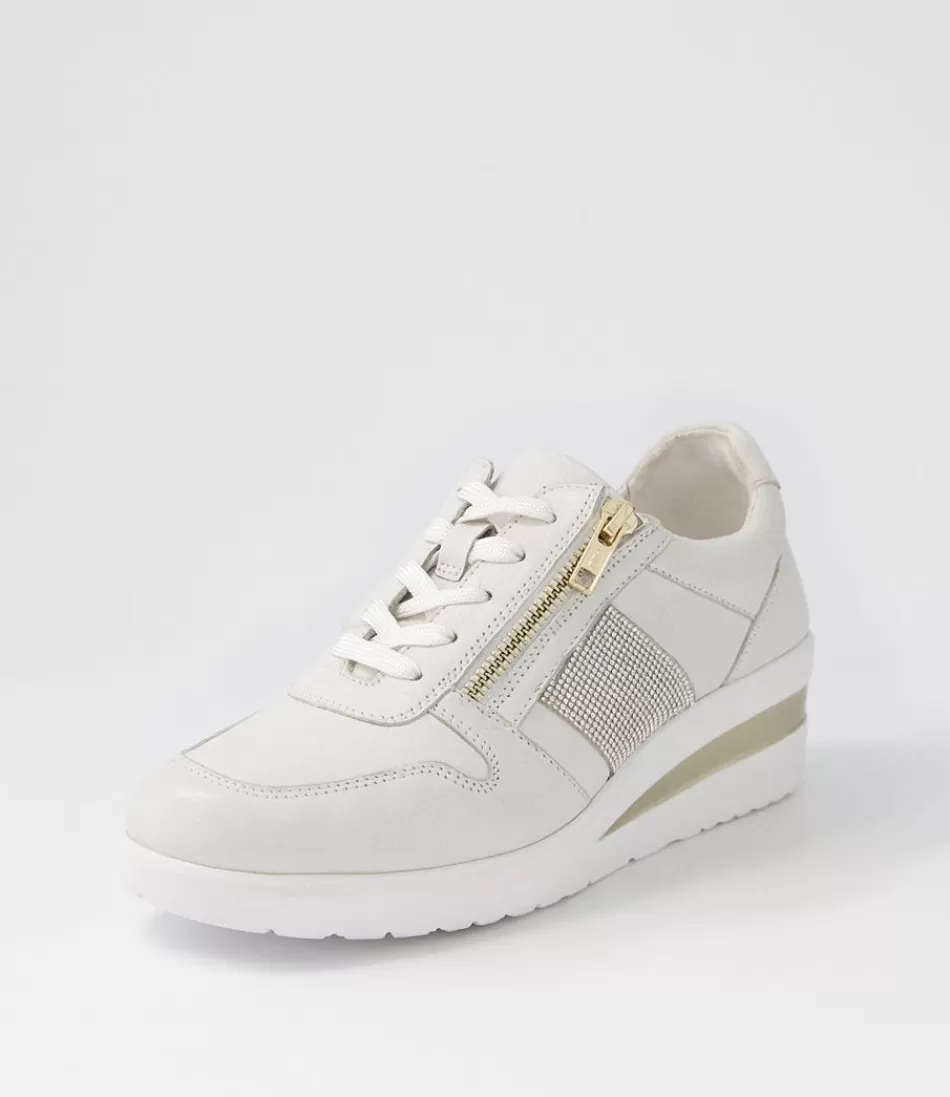 Women SUPERSOFT Comfort<Reehale White Silver Leather Jewels Sneakers