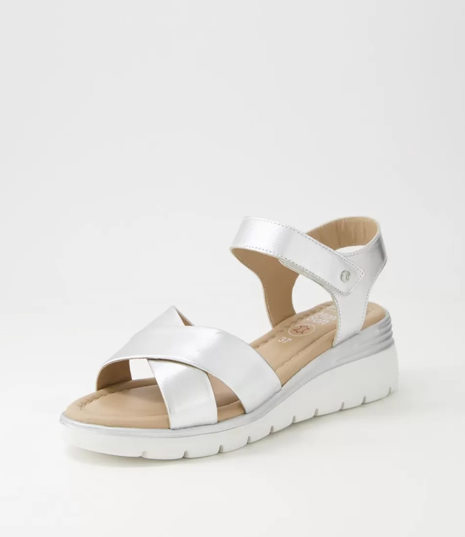 Women ARA Comfort<Rimini 32 Silver Leather Sandals