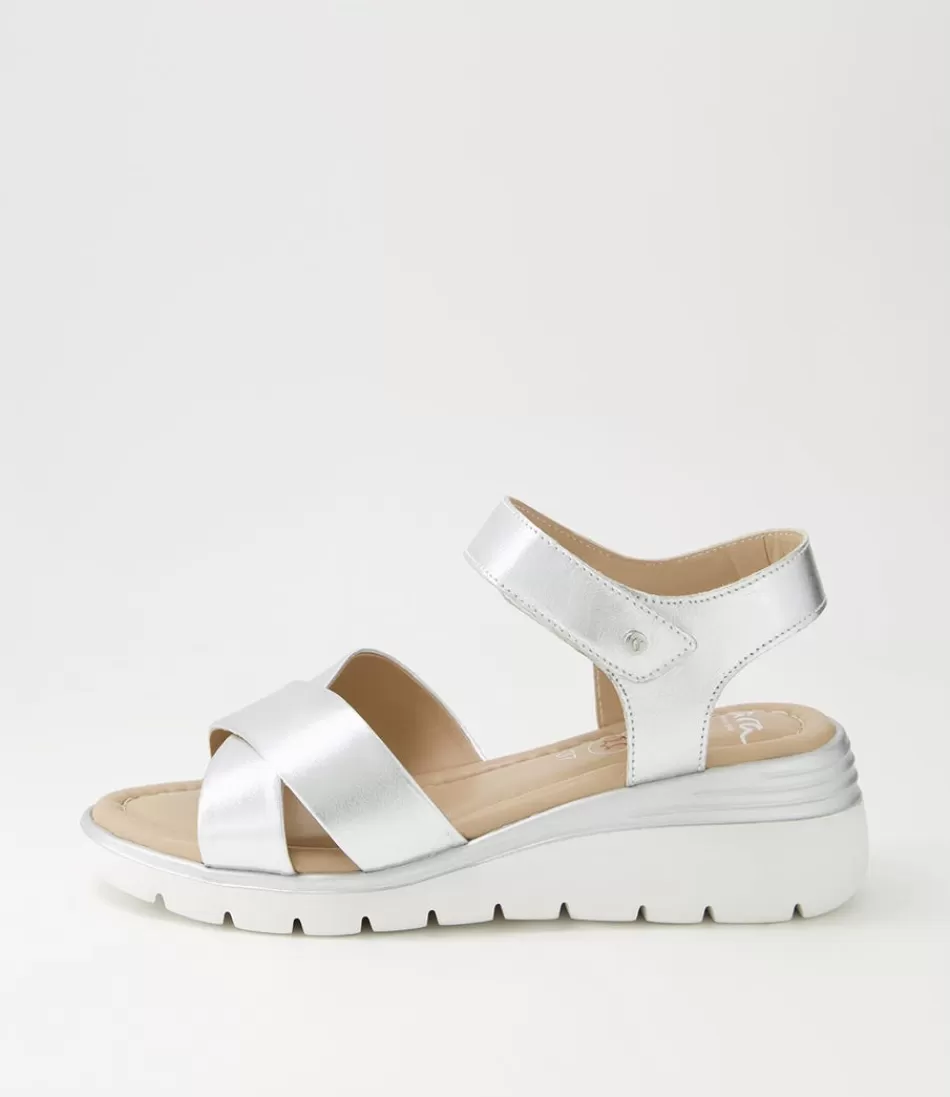 Women ARA Comfort<Rimini 32 Silver Leather Sandals