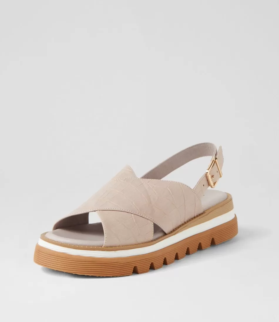 Women DJANGO & JULIETTE Wedges<Sasi Almond Croc Leather Sandals