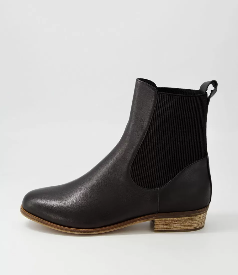 Women DJANGO & JULIETTE Boots<Satima Black Leather Elastic Ankle Boots
