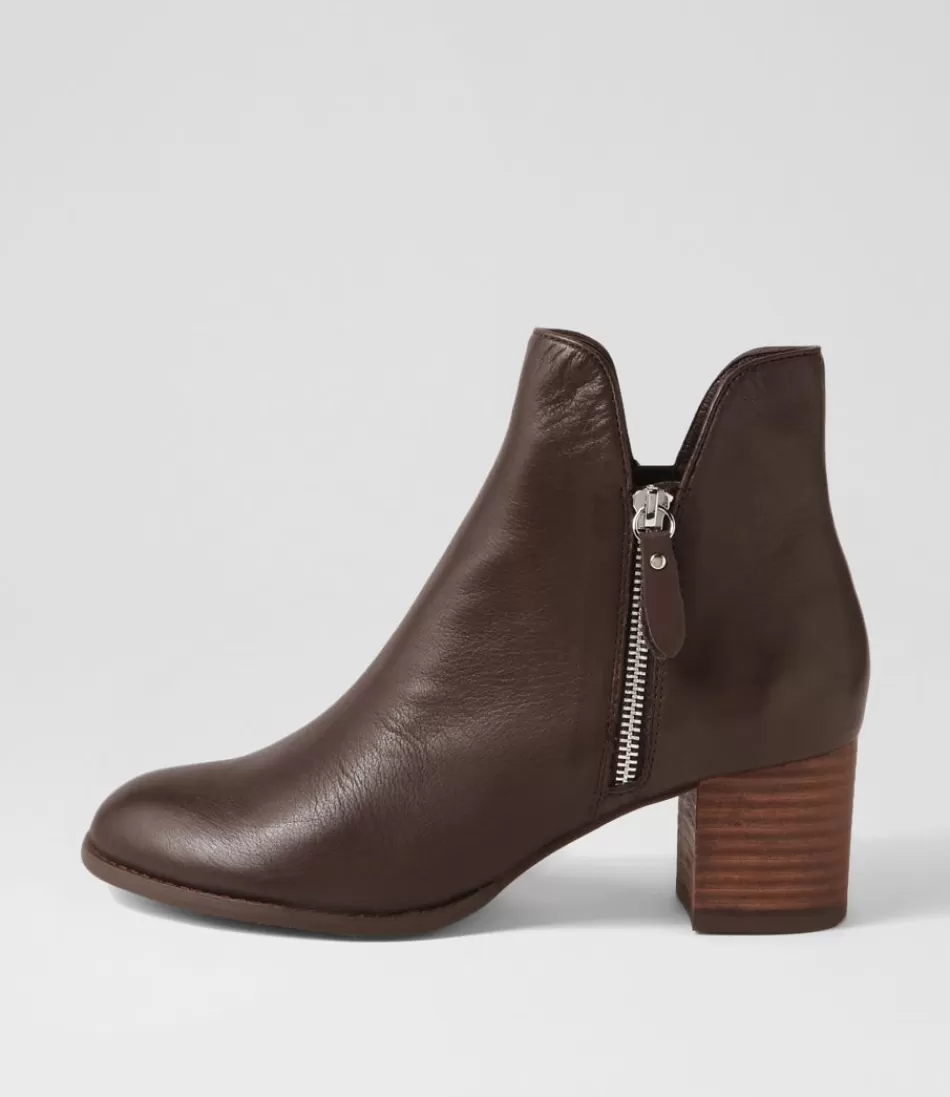 Women DJANGO & JULIETTE Boots<Shiannely Choc Leather Heeled Ankle Boots