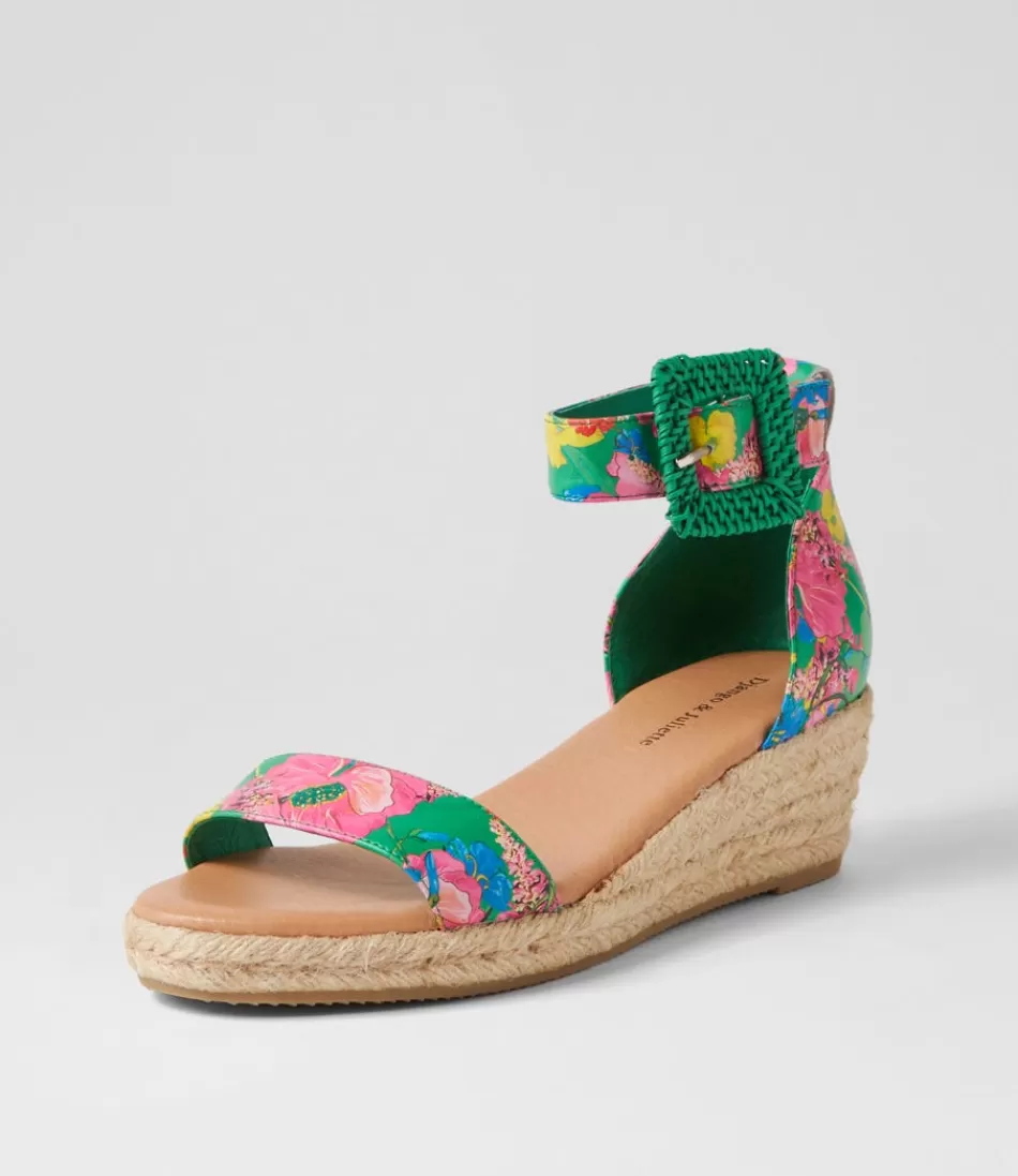 Women DJANGO & JULIETTE Espadrilles<Sprout Emerald Flowermania Leather Sandals