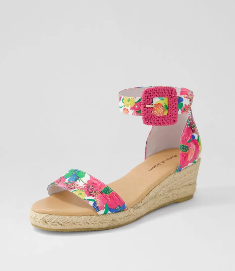 Women DJANGO & JULIETTE Espadrilles<Sprout White Flowermania Leather Espadrilles