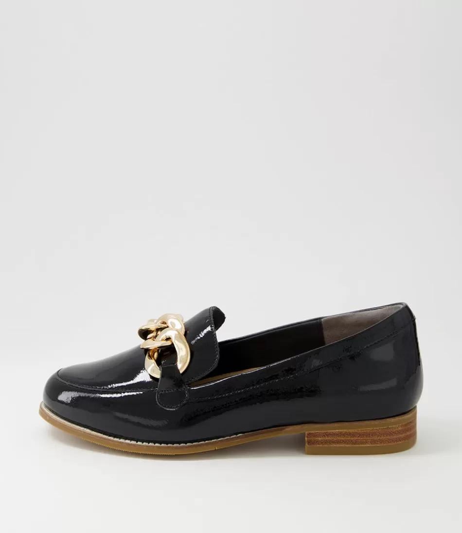 Women ZIERA Loafers<Tamest Xf Black Wrinkle Patent Flat Shoes