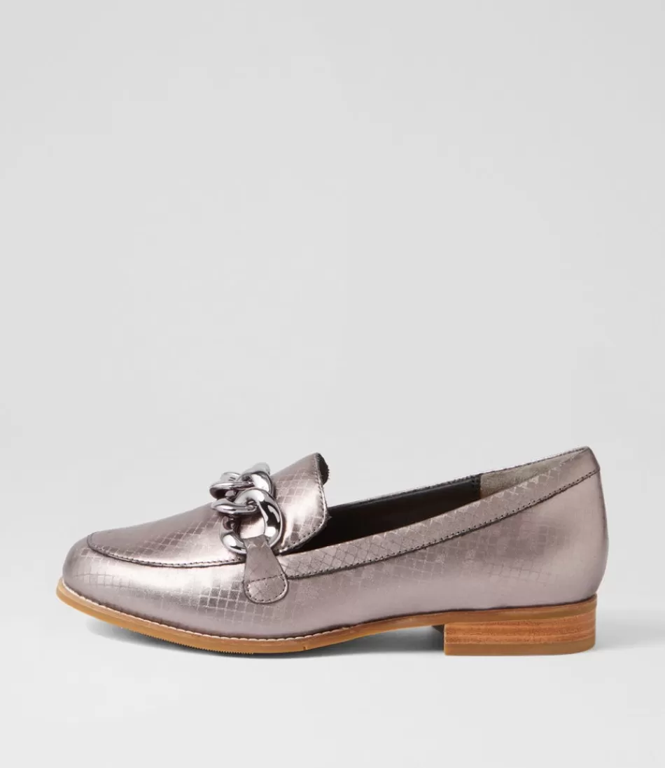 Women ZIERA Loafers<Tamest Xf Pewter Squares Leather Loafers