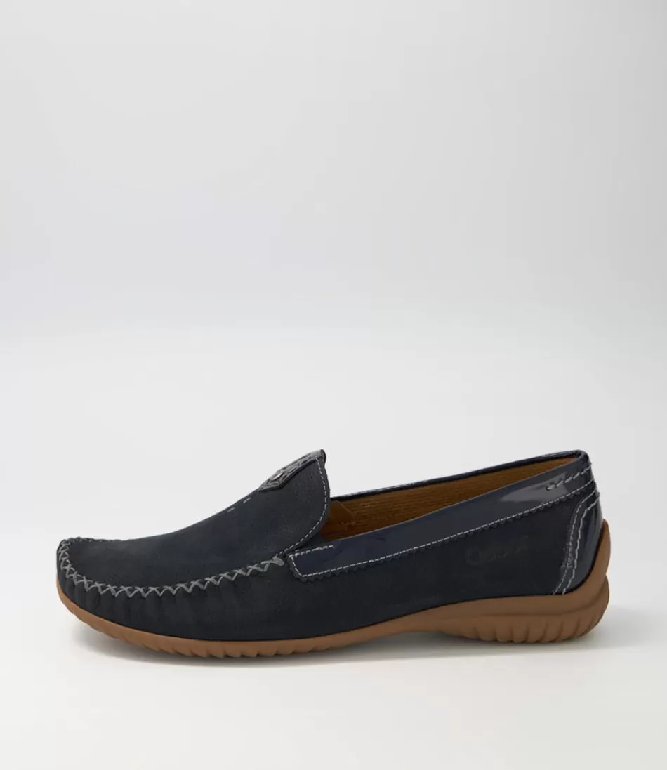 Women GABOR Loafers<Thessa Nightblue Suede Loafers