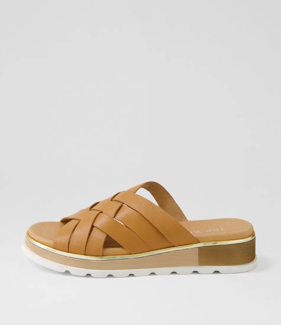 Women TOP END Wedges<Ulysza Dark Tan Leather Slides