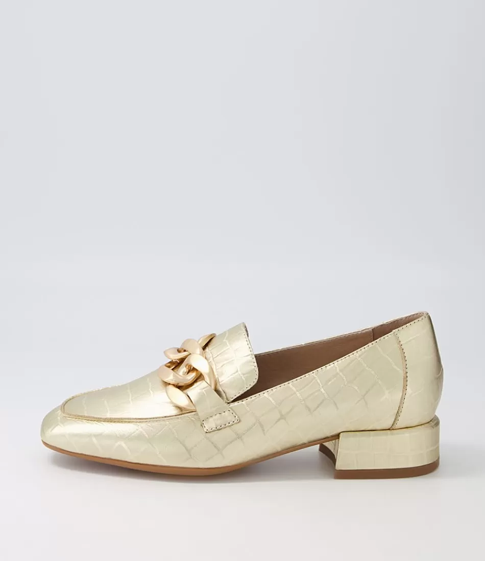 Women DJANGO & JULIETTE Loafers<Vivandy Gold Croc Leather Heels