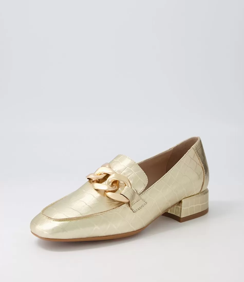 Women DJANGO & JULIETTE Loafers<Vivandy Gold Croc Leather Heels