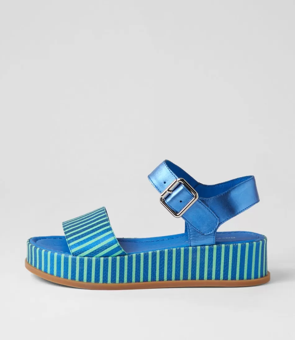 Women DJANGO & JULIETTE Sandals<Wilburt Blue Emerald Stripe Leather Sandals
