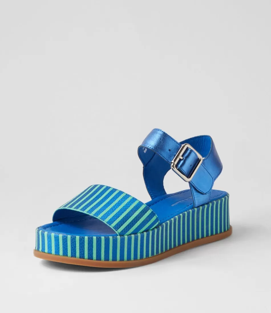 Women DJANGO & JULIETTE Sandals<Wilburt Blue Emerald Stripe Leather Sandals